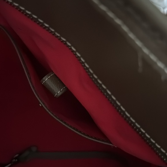 Dooney & Bourke Davis Leather Tote Bag Olive Green Zipper Preowned - Picture 10 of 16